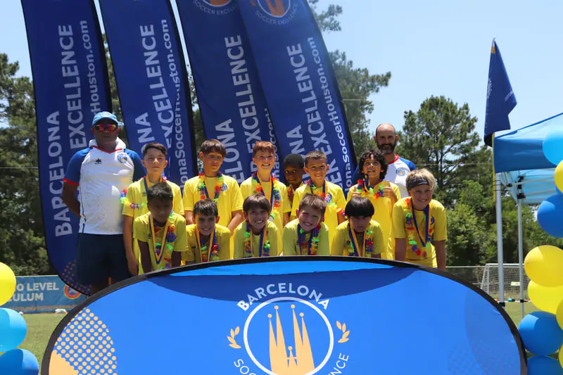 Campers training and competing at the Barcelona International Elite Soccer Camp