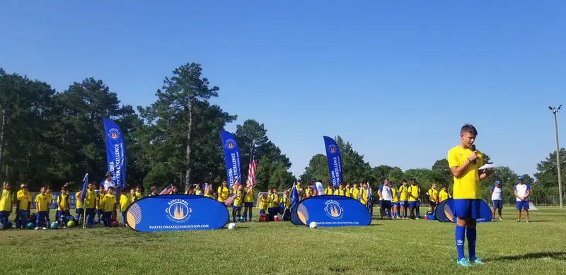 Campers training and competing at the Barcelona International Elite Soccer Camp