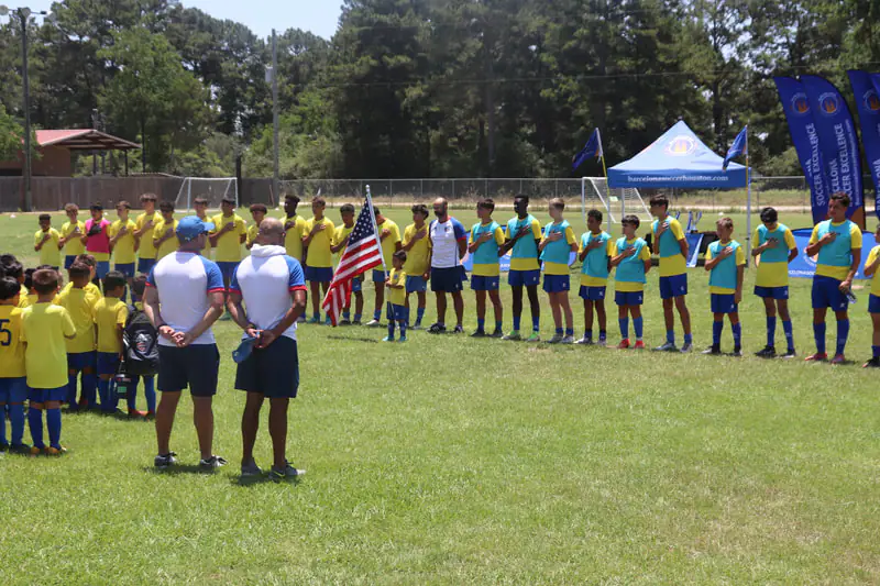 Campers training and competing at the Barcelona International Elite Soccer Camp