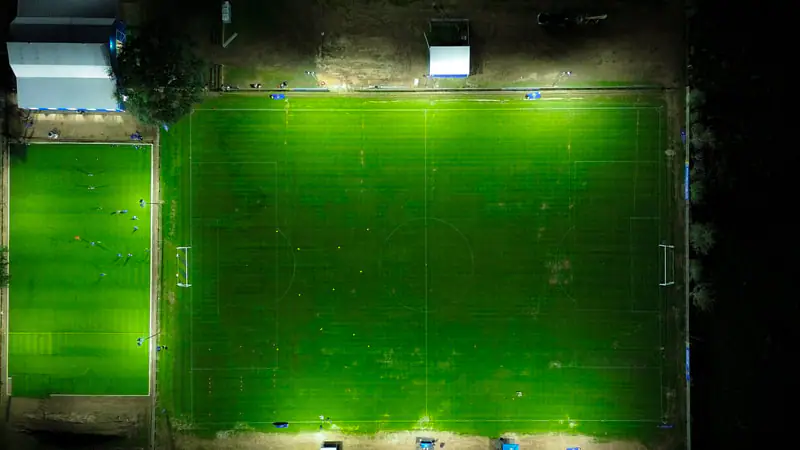 Aerial view of the campus fields