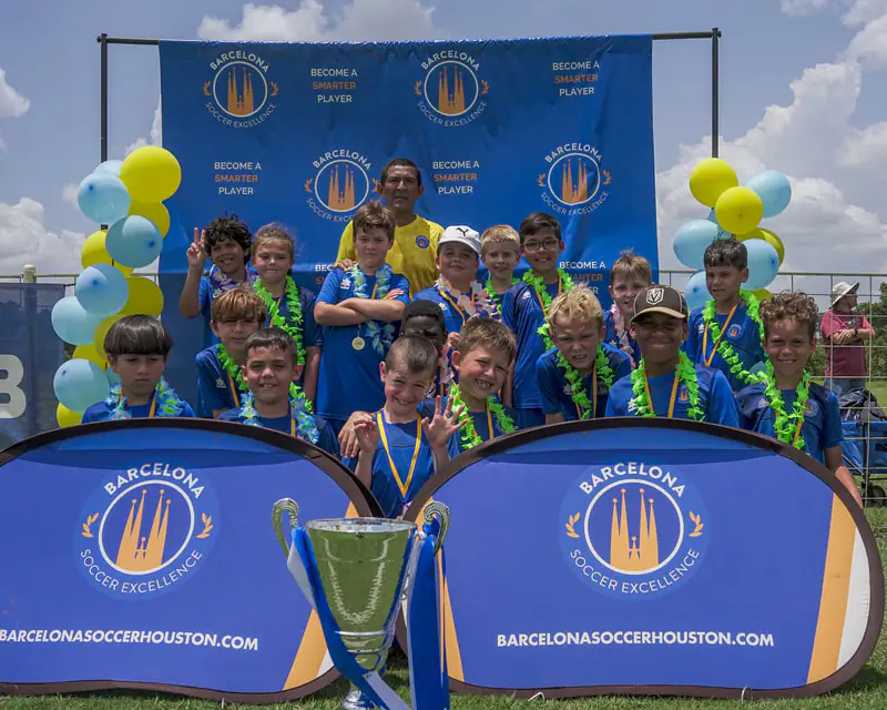 Campers training and competing at the Barcelona International Elite Soccer Camp