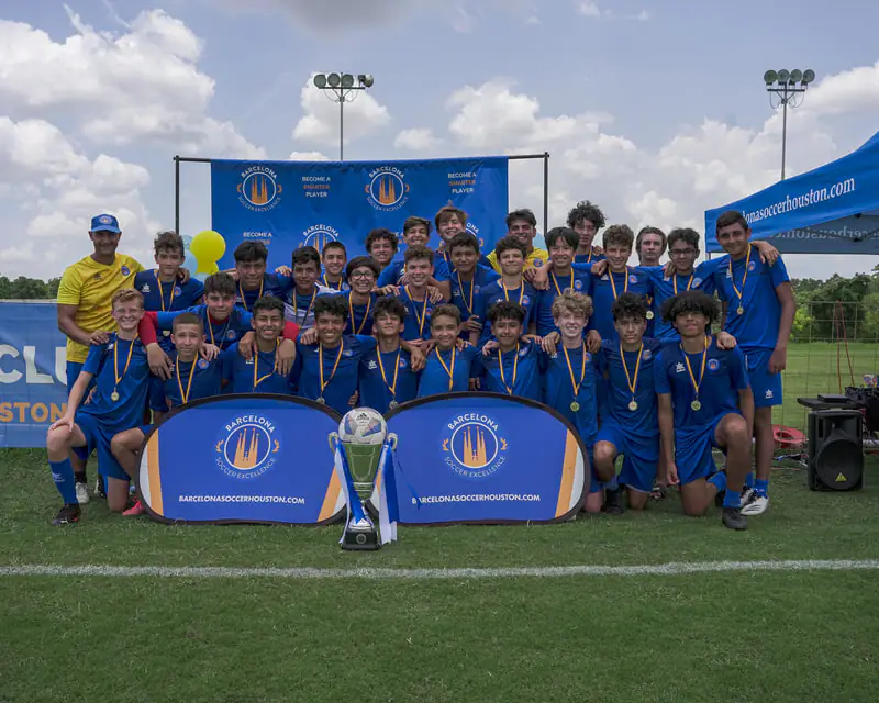 Campers training and competing at the Barcelona International Elite Soccer Camp